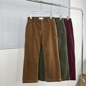 EN系列 复古粗坑条灯芯绒直筒裤 外贸单 春秋中腰弹力休闲裤 女