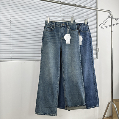 旗舰店定制款质感无得说高个子直筒裤 韩版百搭水洗高腰牛仔裤