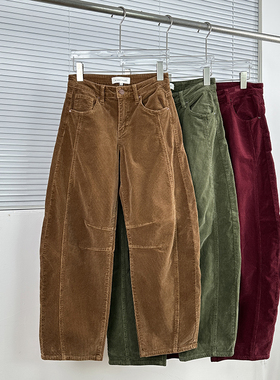 外贸单 RI*EN系列 稀罕灯芯绒质地弯刀裤 秋季文艺复古穿搭休闲裤