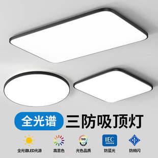 超薄LED客厅灯长方形简约现代大气圆形房间卧室灯套餐家用吸顶灯