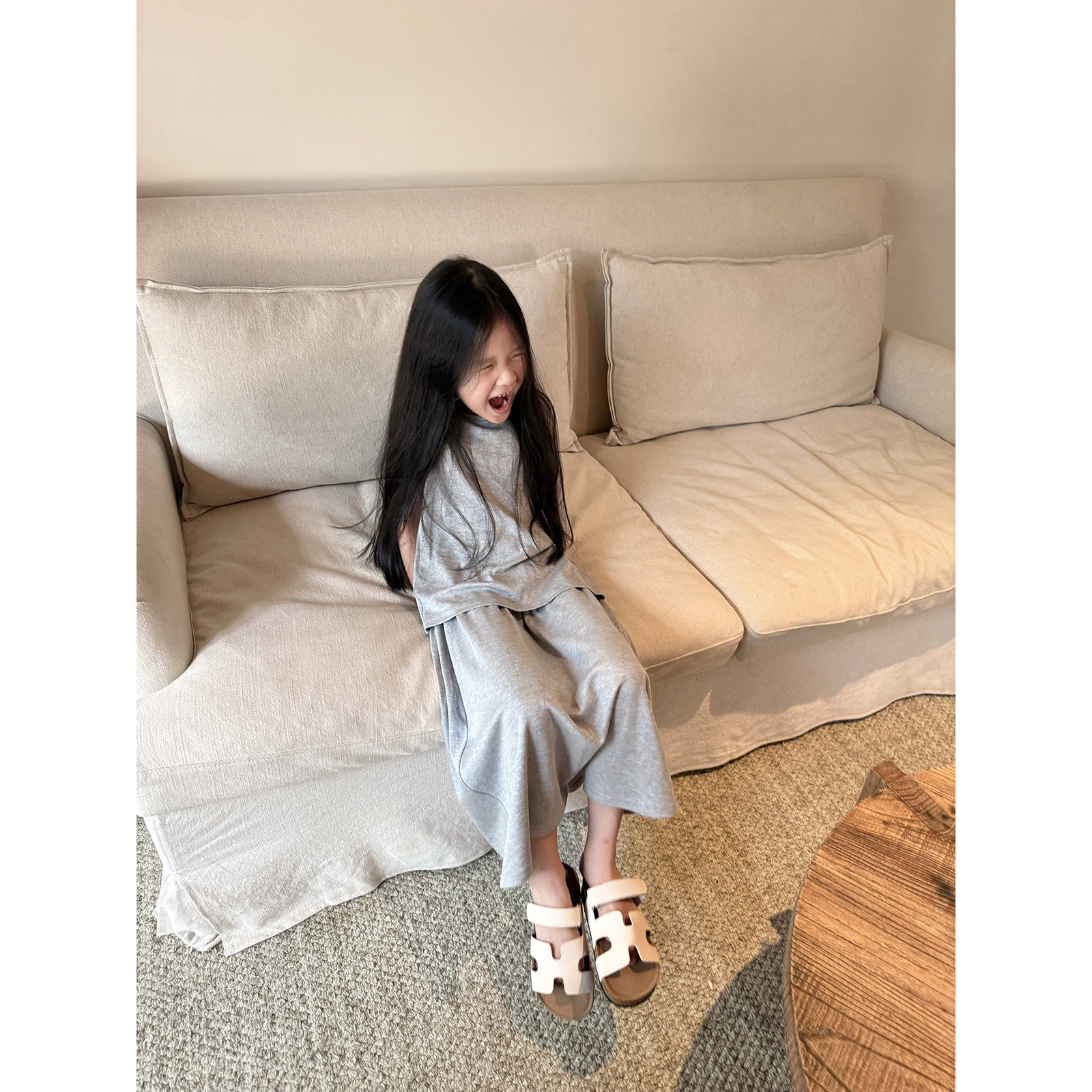 女童莫代尔棉舒适背心长裙套装