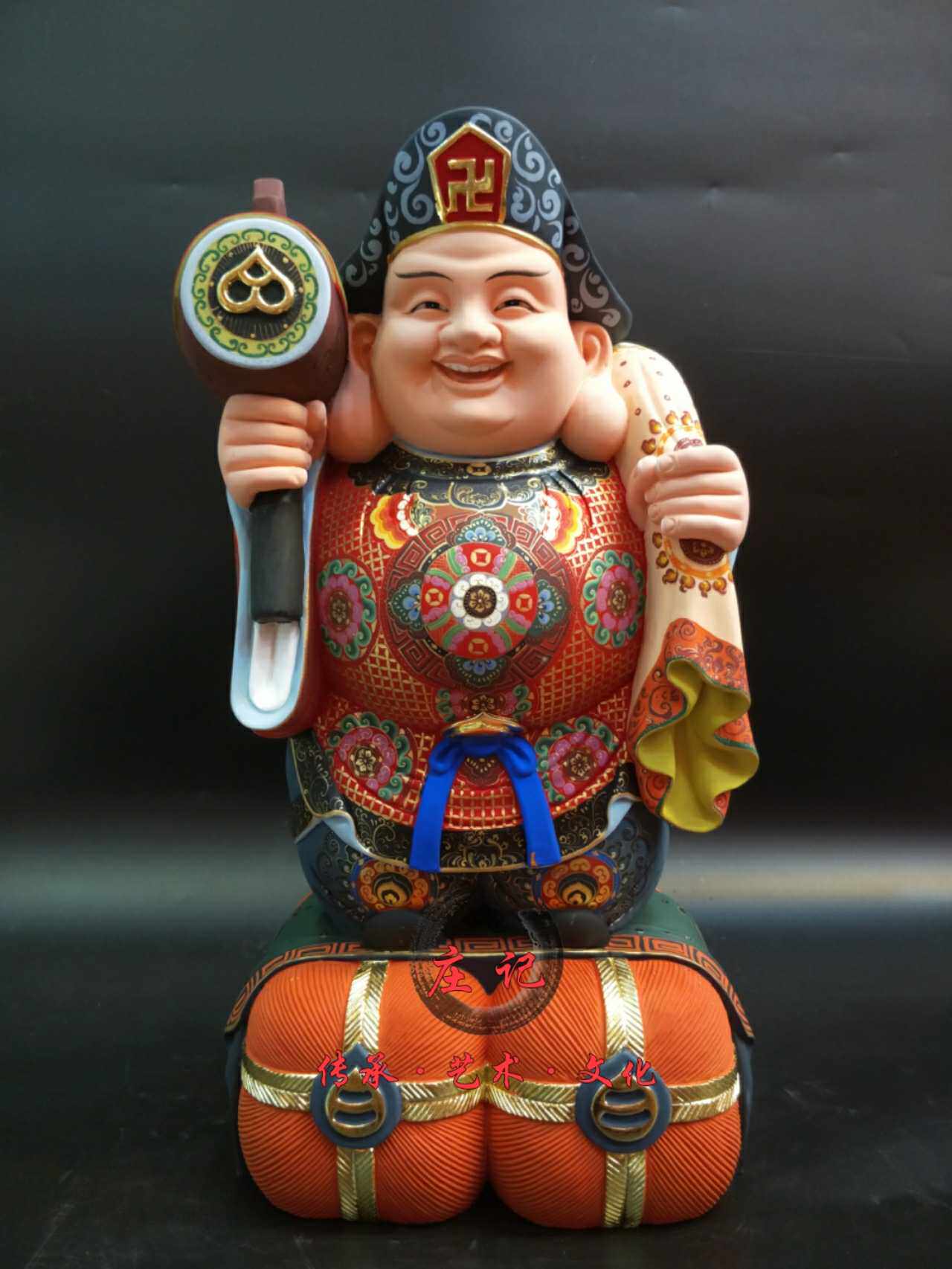 唐密密宗大黑天神佛像神像精工彩绘香樟木大黑天财神