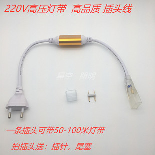 led高压220V可带100米电源插头吊顶灯带2米插头线开关无频闪电源