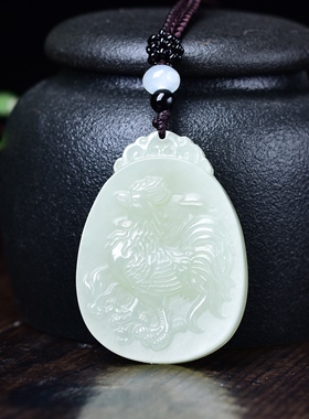 新疆和田玉羊脂玉白玉青白玉吉祥鸡生肖鸡吊坠男女款挂件玉坠玉佩