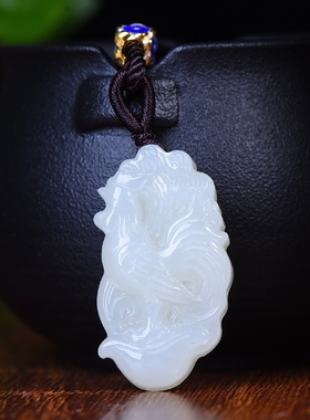 新疆和田玉羊脂玉白玉青白玉大吉大利生肖鸡吊坠男女挂件玉坠玉佩