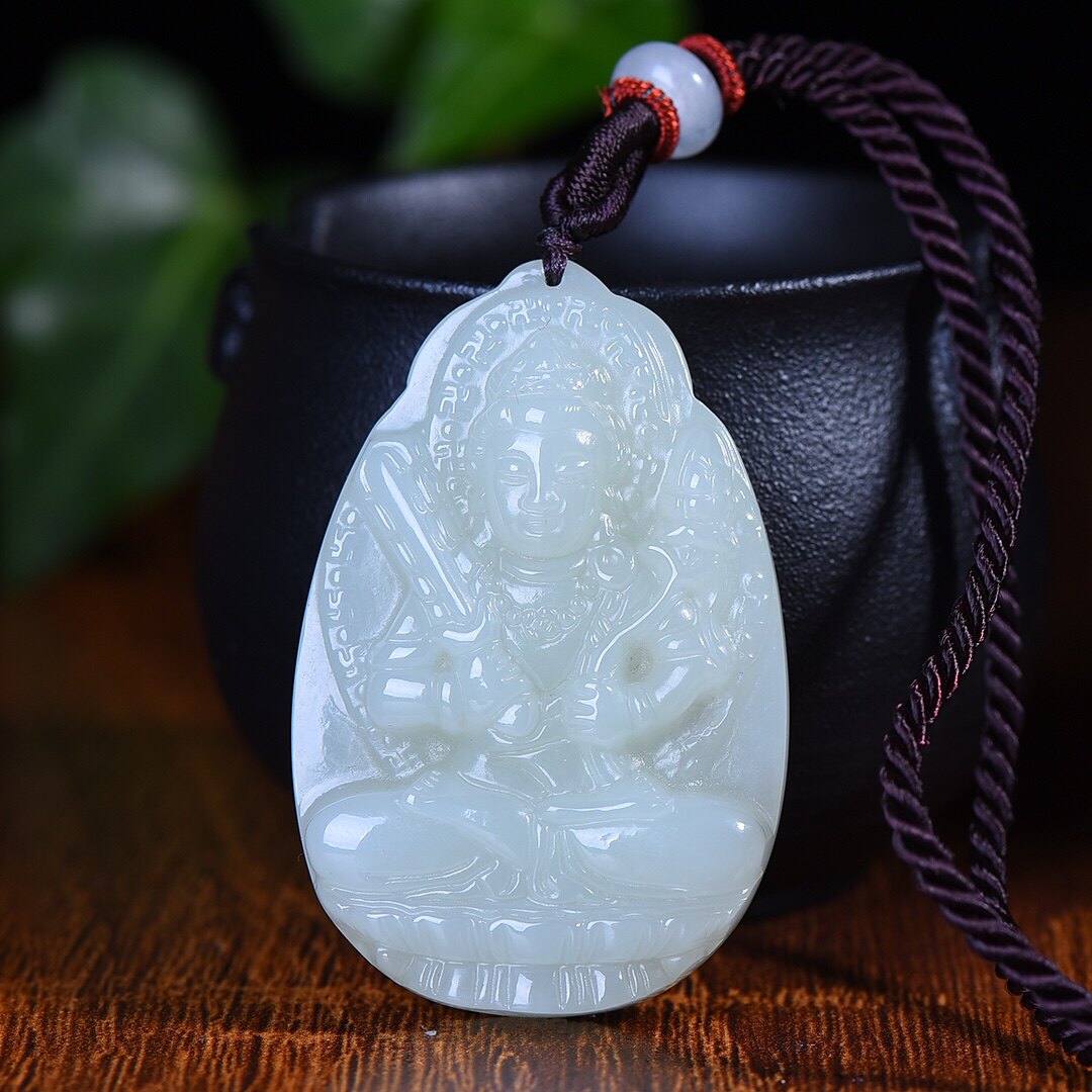 新疆和田玉羊脂玉白玉青白玉生肖牛虎守护神吊坠虚空藏菩萨本命佛