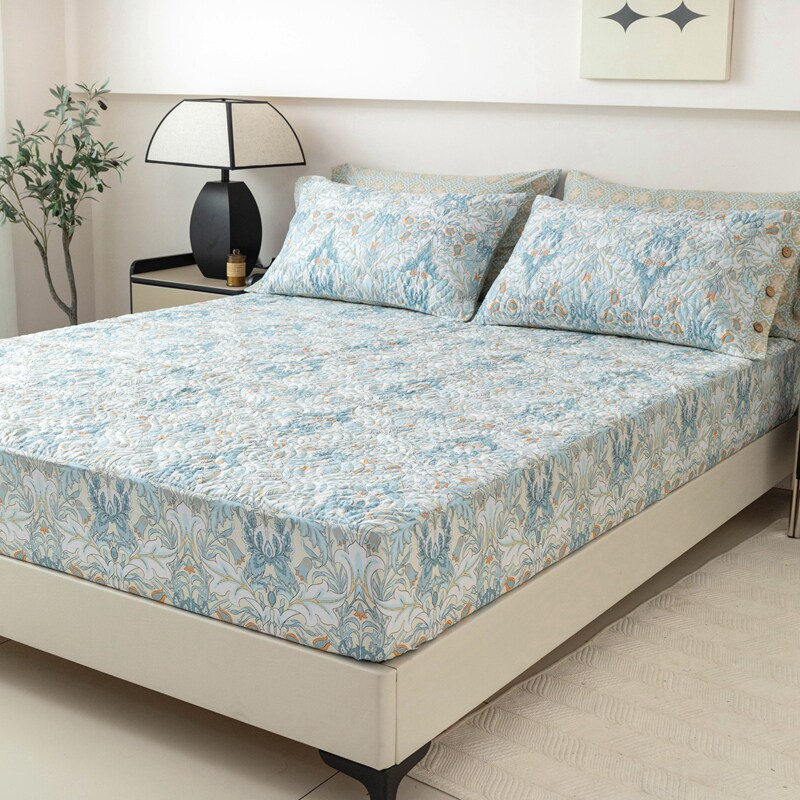 儿童卡通全棉夹棉床笠加厚席梦思床垫保护套防滑榻榻米纯棉小床罩