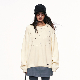 官方授权 新款 CHILL ZOEY毛衣女高级感灰色藏春坞针织上衣2025冬季