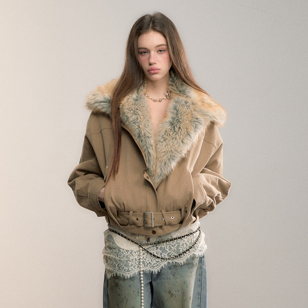 VIAPITTI重工渐变毛毛两穿棉服