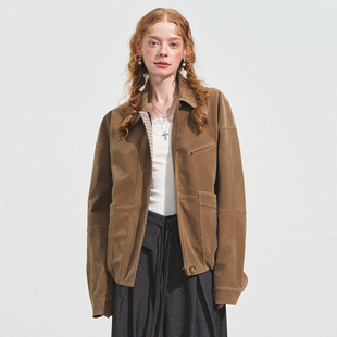 SOMESOWE外套女休闲翻领绒雾感麂皮廓形夹克2025秋季新款官方授权