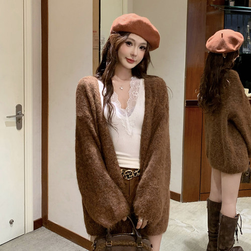 LEAPDREAM毛针织衫圈圈纱灯笼袖