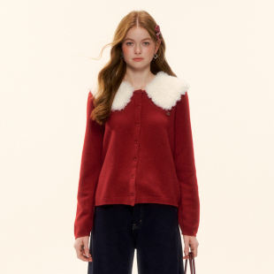 官方授权 新款 AsGony针织衫 休闲百搭可拆卸彼得潘毛领上衣2025冬季