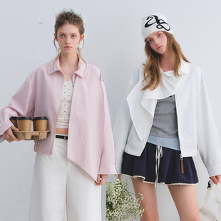 AsGony外套女可拆卸荡领披肩哈林顿飞行夹克2026春季 官方授权 新款