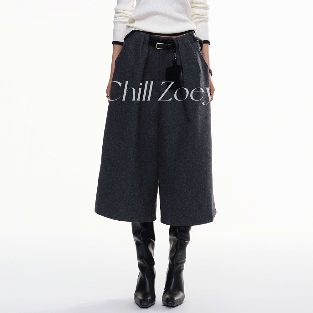 CHILLZOEY休闲裤黑爵士毛呢长裤