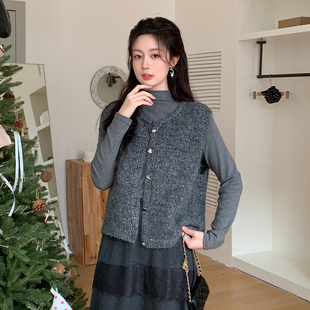 Ciobbur 套装女士异形扣设计休闲马甲打底衣2025冬季新款官方授权