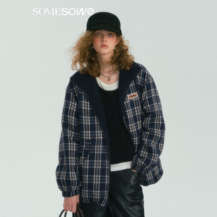 SOMESOWE外套两面穿摇粒绒格子百搭上衣女2024年秋季新款官方授权