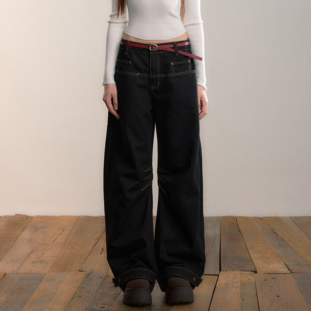 VIAPITTI重工原色阔腿牛仔裤