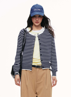 CHILL ZOEY外套女款百搭雾未尽条纹短款上衣2025冬季新款官方授权