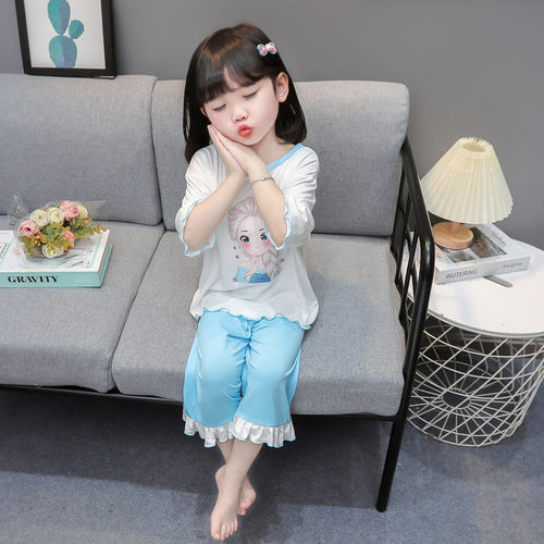 女童睡衣夏季薄款儿童莫代尔家居服卡通套装女孩宝宝空调服新款
