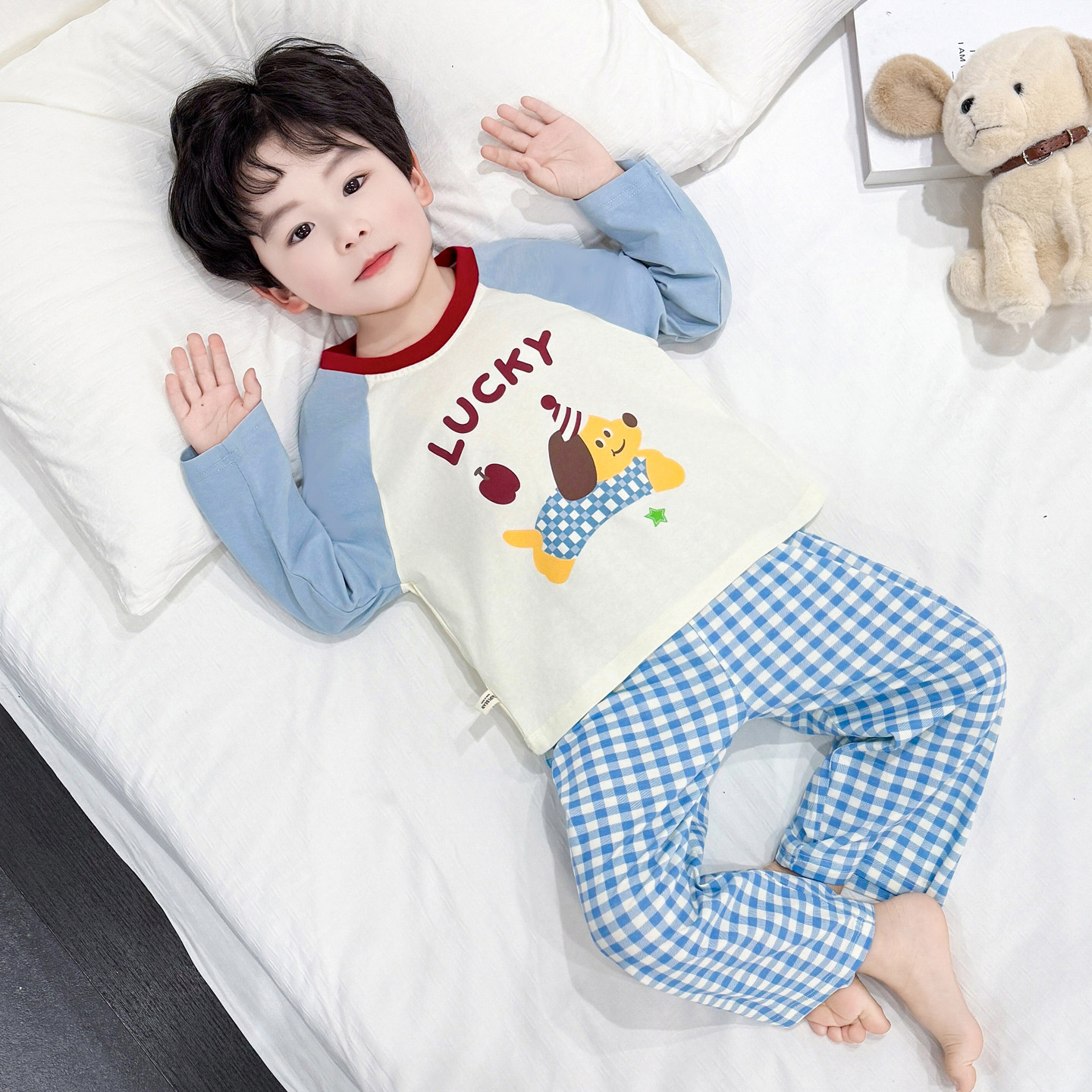 儿童睡衣男童春秋季a类纯棉长袖2026新款男童宝宝家居服卡通套装