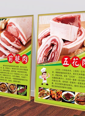 猪肉介绍肉店生鲜超市肉类广告PP背胶纸海报贴画KT板展板装饰墙画