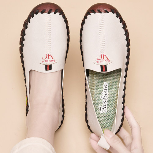 软底真皮妈妈牛筋一脚蹬皮鞋2026新款女鞋春季舒适中老年防滑单鞋