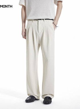 CHAN MONTH[简约风]春季垂感休闲西裤男宽松直筒阔腿百搭阔腿长裤