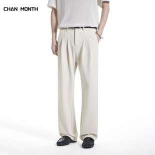 MONTH 男宽松直筒阔腿百搭阔腿长裤 简约风 垂感休闲西裤 春季 CHAN