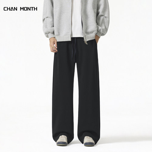 CHANMONTH美式黑色休闲裤男生