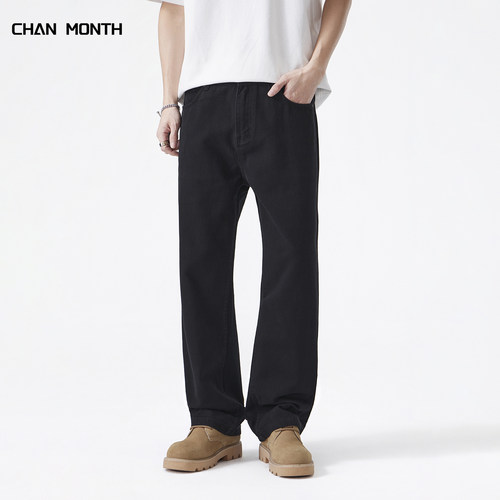 CHANMONTH美式夏季黑色牛仔裤男