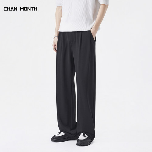 CHANMONTH夏季黑色休闲西裤男生