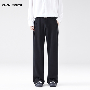 男宽松百搭高级感运动直筒黑色加绒裤 休闲裤 子 MONTH秋冬新款 CHAN