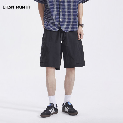CHANMONTH夏季薄款速干黑色短裤