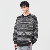 CHAN 线衣 潮牌宽松拼色针织衫 MONTH美式 复古休闲毛衣男秋季