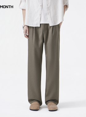 CHAN MONTH美式春夏垂感休闲西裤男士宽松直筒通勤百搭休闲长裤子