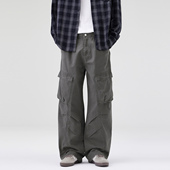 MONTH美式 潮牌工装 复古休闲工装 CHAN 裤 男秋季 宽松直筒阔腿裤 子