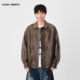 CHAN MONTH美式 复古做旧翻领机车皮衣男生ins宽松皮夹克外套潮牌