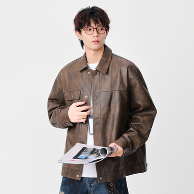 CHANMONTH美式复古夹克皮衣