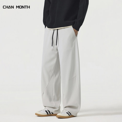 CHANMONTH秋冬美式复古弯刀裤男