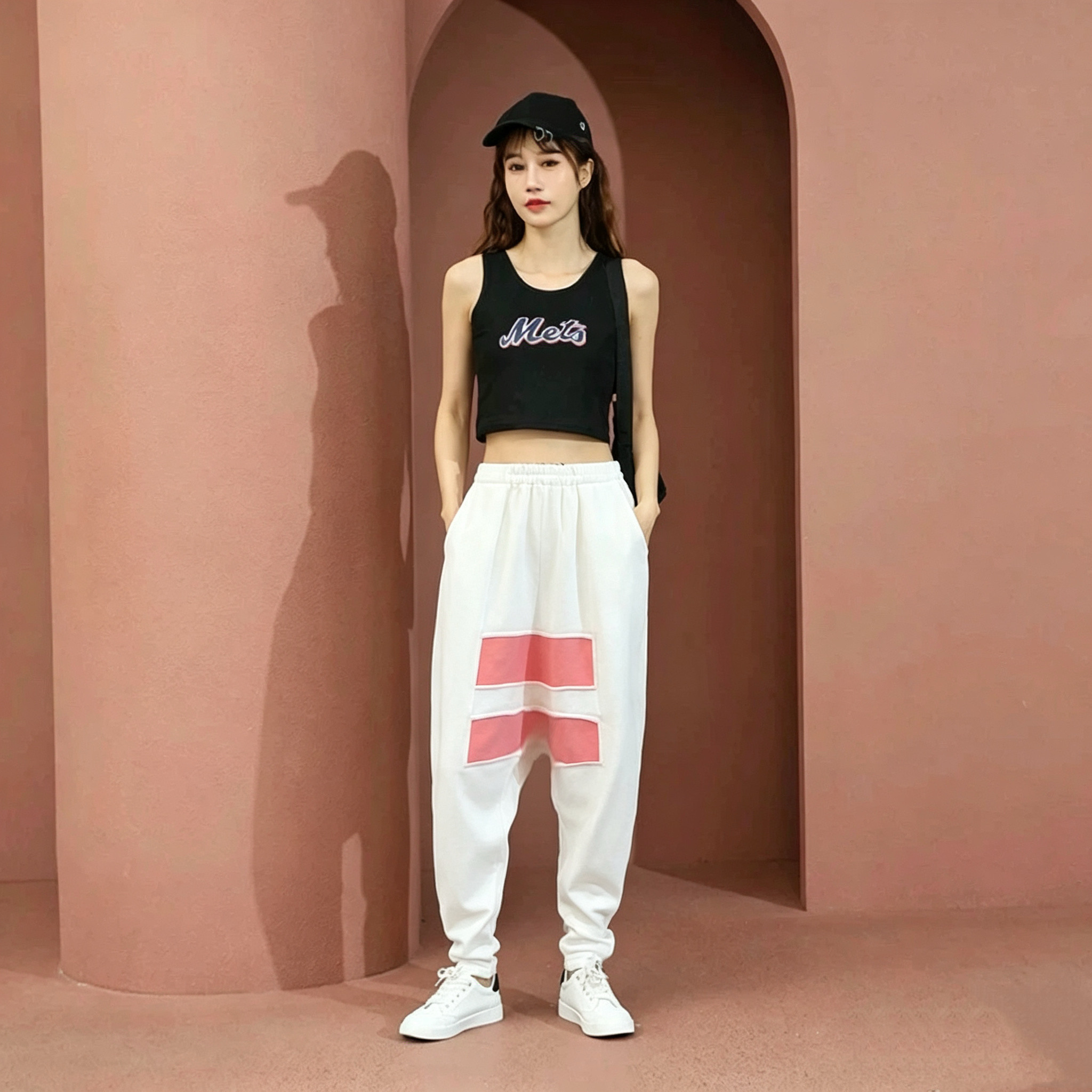 2026春秋新款女士吊裆裤优质耐穿宽松休闲裤女松紧腰围显瘦垮裤女