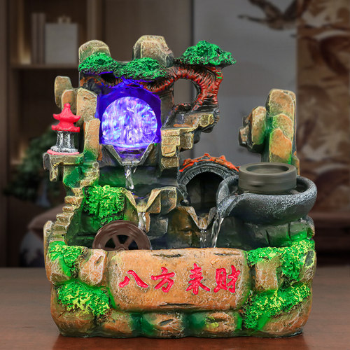 假山风水摆件流水鱼缸水循环室内装饰品风水轮办公室开业高档礼品