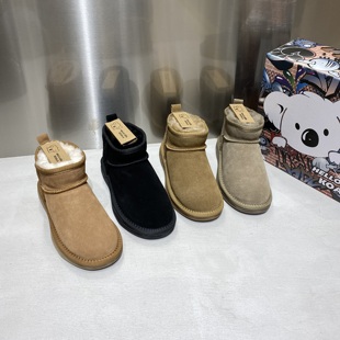 正品考拉小熊周冬雨同款加绒加厚雪地靴原皮原毛新款百搭休闲棉靴