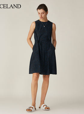 三石一澜夏季桑蚕丝圆领A版清凉百搭收腰休闲连衣裙SH24101122