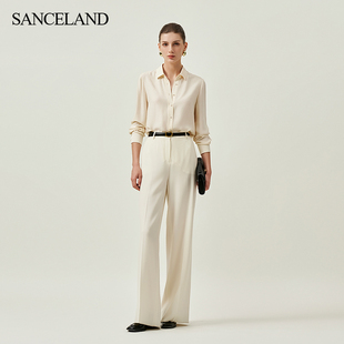 三石一澜真丝桑蚕丝衬衫 通勤风简约螺纹缎上衣SI31101041 女长袖