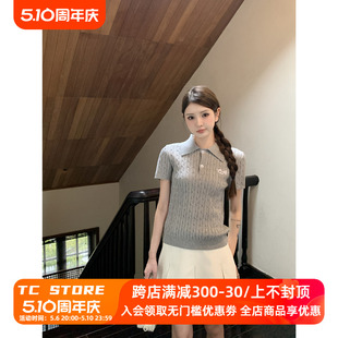 毛衣针织衫 修身 CHANCES复古学院风polo衫 TAKE 薄款 短袖 STORE