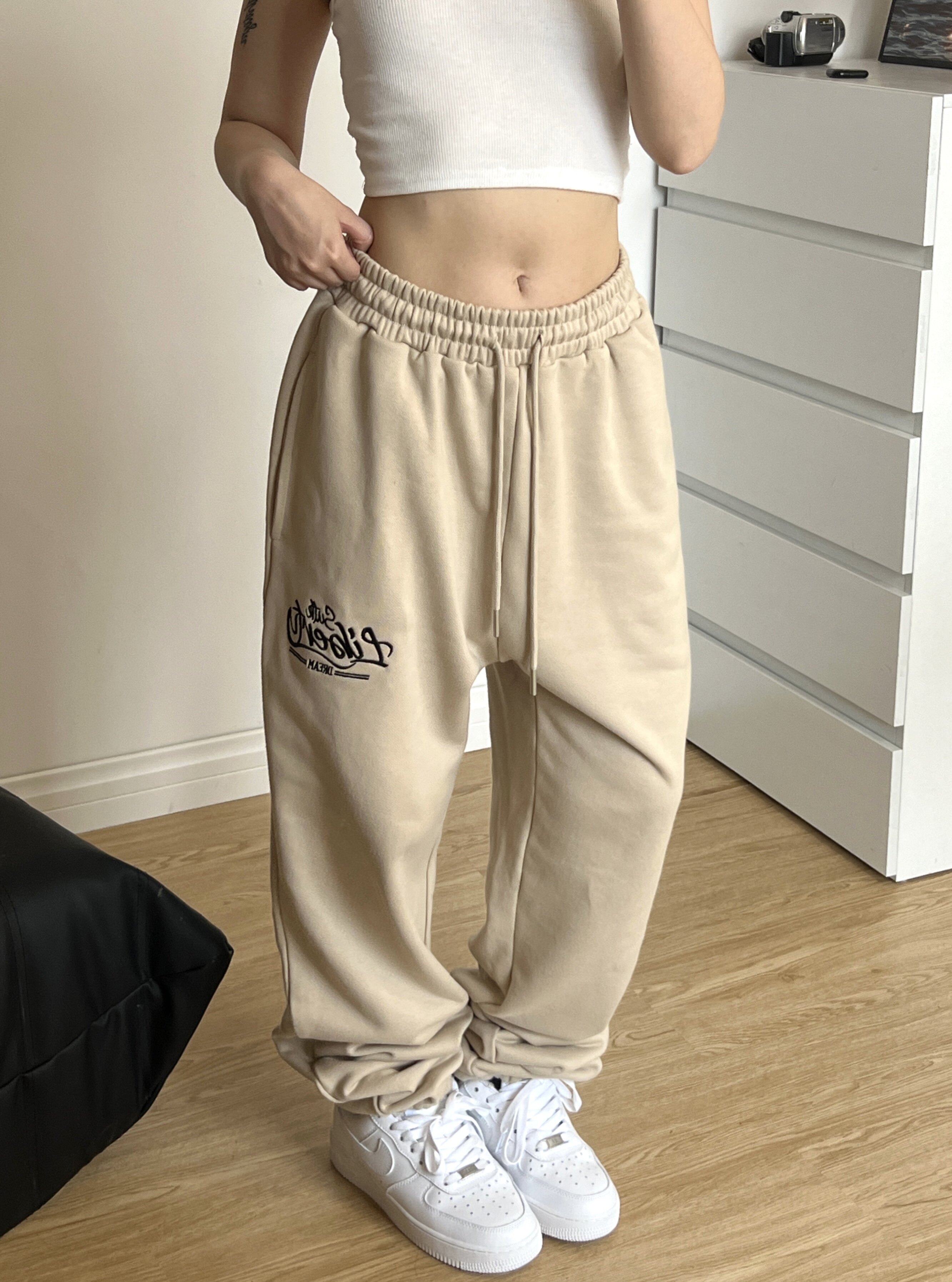 TC STORE SUTK美式复古刺绣潮牌束脚卫裤男宽松直筒休闲不加绒裤