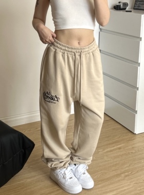 TC STORE SUTK美式复古刺绣潮牌束脚卫裤男宽松直筒休闲不加绒裤