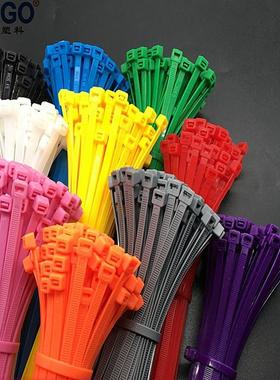 绿色5X300国标4.8宽新光尼龙塑料彩色扎带100条包装自锁束线带绑