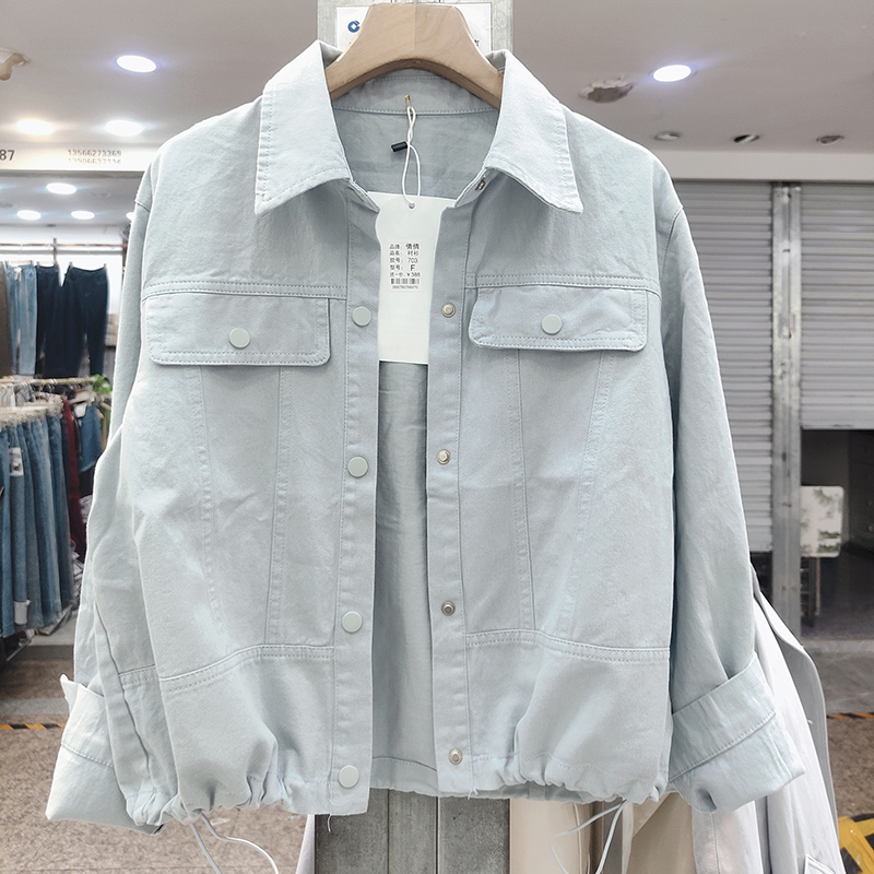 网红春季女装短款纯棉衬衫外套女春季新款韩版宽松百搭开衫夹克