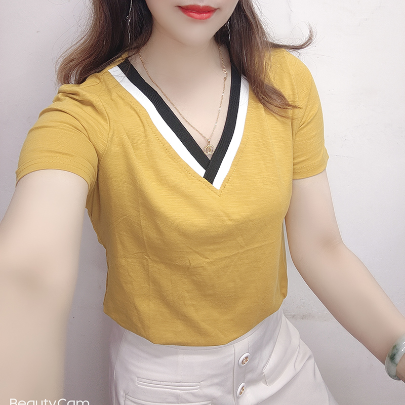 短袖T恤女士时尚修身短款上衣